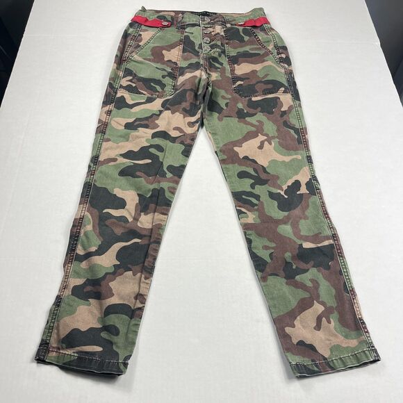 Veronica Beard Arya Straight Leg Pants Camo High Rise Stretch Utility 26 2 USA - Picture 1 of 12